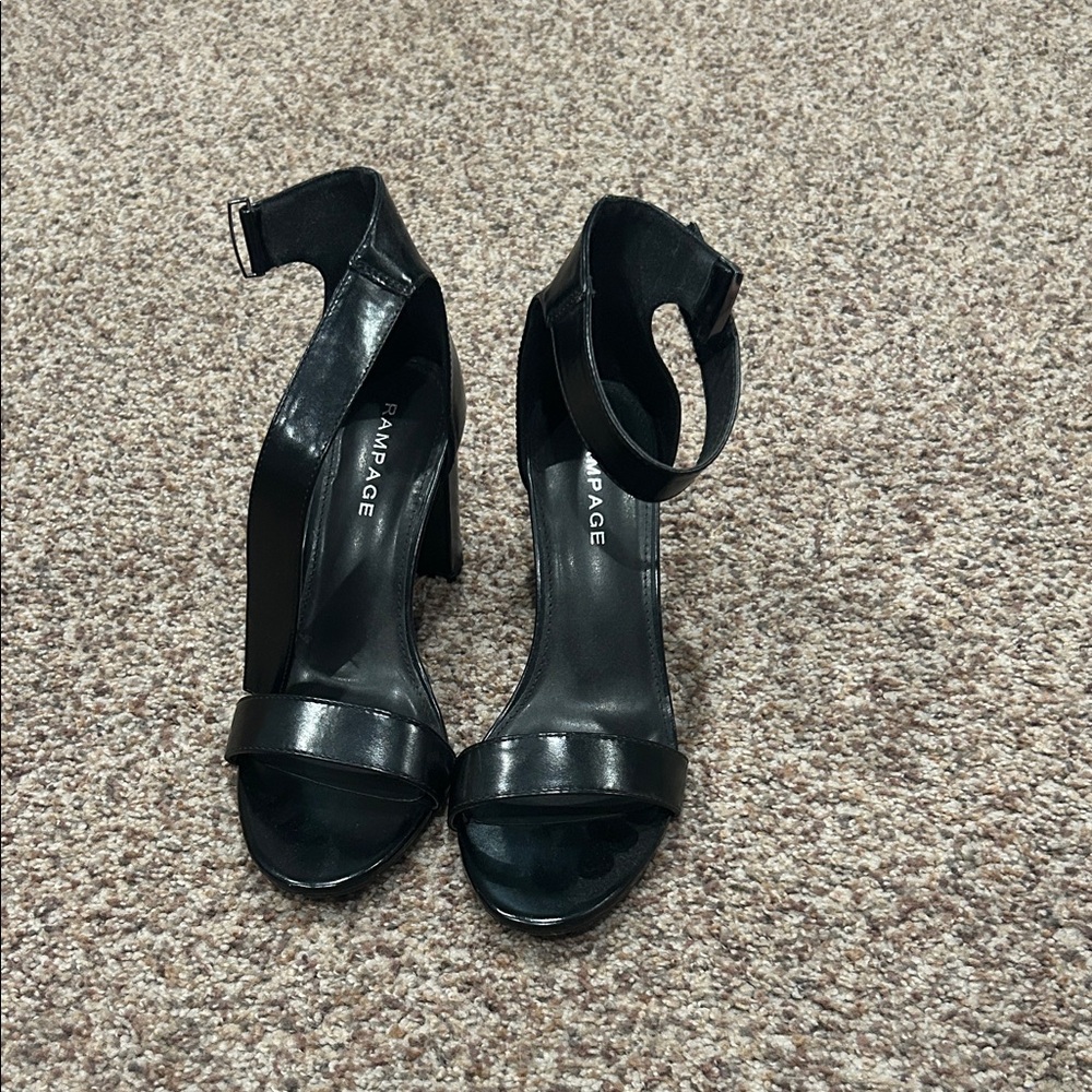 Rampage Black Open-Toe Ankle-Strap Block Heels